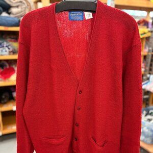 Vintage 80s/90s Pendleton 100% Virgin Wool Red Button-Front Cardigan